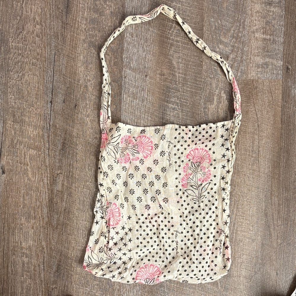 Free People Gauzy Lightweight Hobo Shopping Bag Purse Tote OS Floral Stars